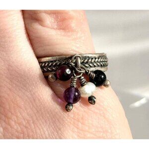 Straight Shank Braided Shank SW Style Beaded 925 Jewelry Vintage Ring - sz 6